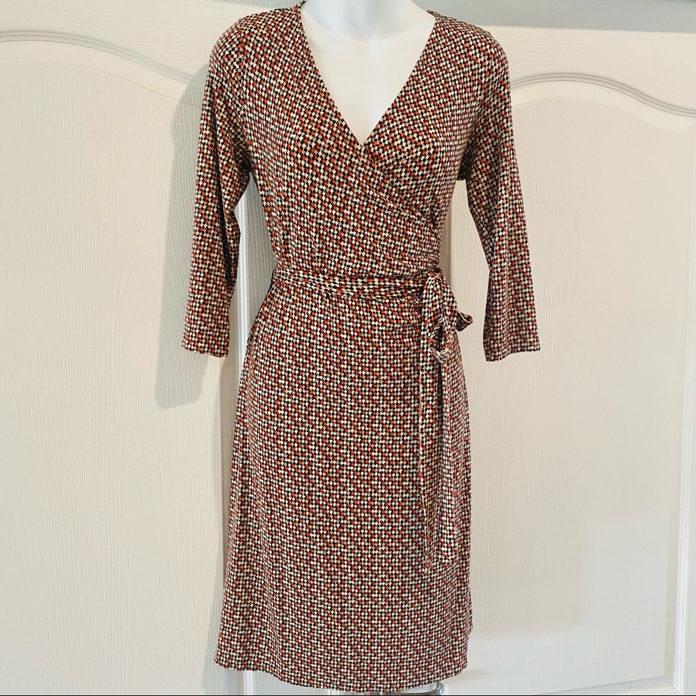 Talbots Quarter Length Sleeve Houndstooth Dress